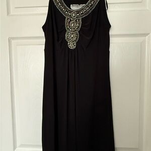 Chic Black Midi Dress with Silver Detailing